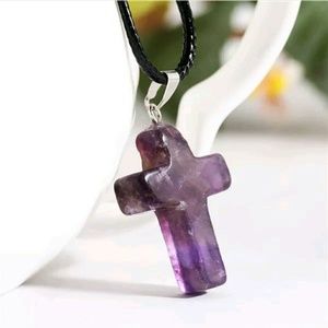 Last 1 Amethyst cross necklace & hematite cross g…